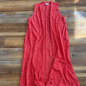 LuLaRoe Vibrant Red Knit Joy Sleeveless Duster